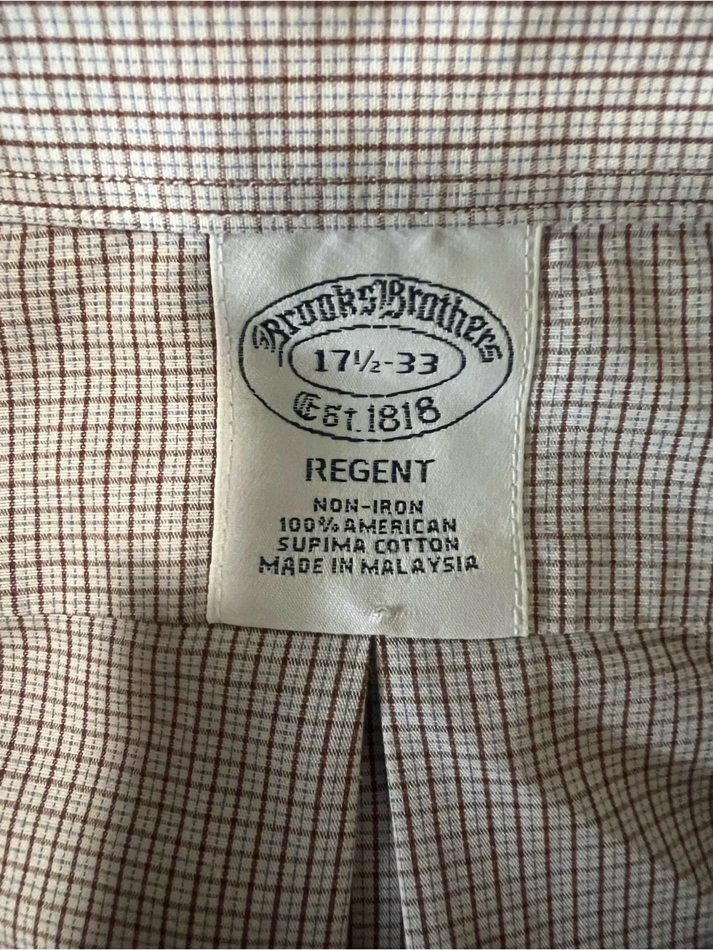 Brooks Brothers Regent Non-Iron Supima Cotton Dress Shirt 17 1/2 - 33 - Picture 3 of 3